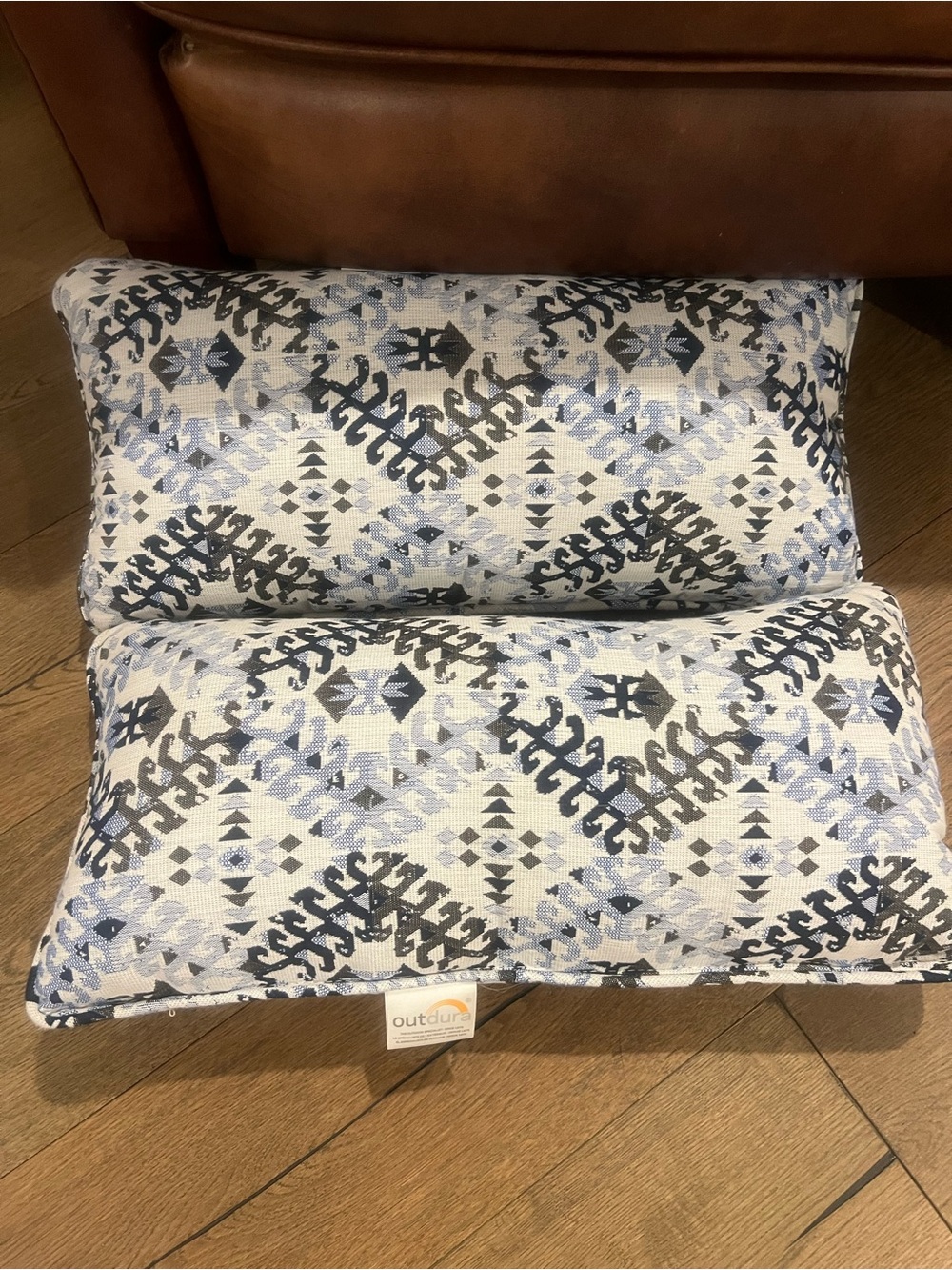 Blue and Gray Geometric Accent Pillow